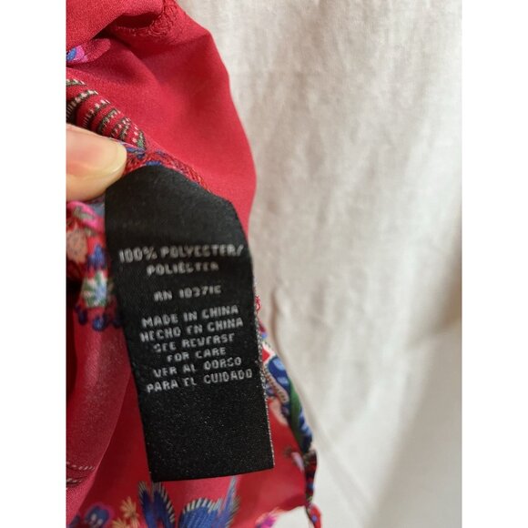 Zac & Rachel Women’s 1X Red Paisley Floral Flutter Sleeve Blouse - Picture 5 of 9